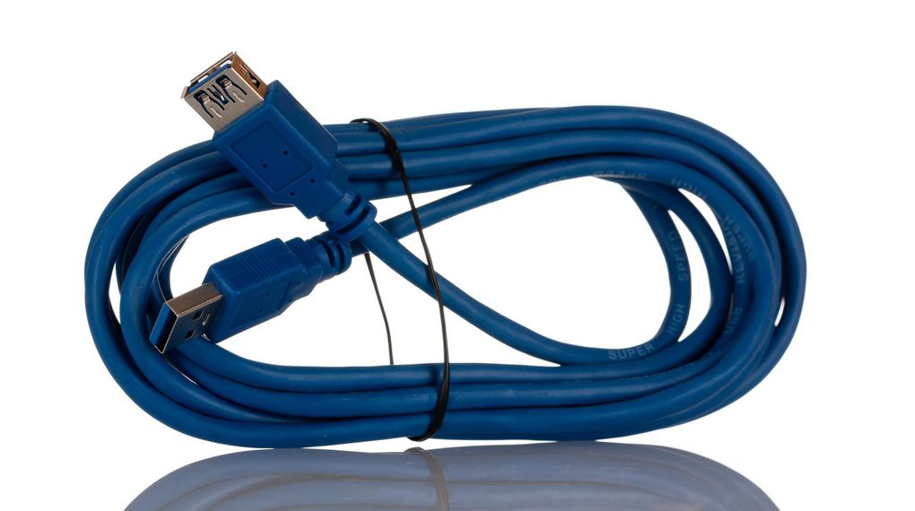 Cable, Wtyk USB A - Gniazdo USB A, 3m, USB 3.0, Niebieski