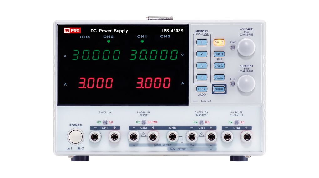 Linear DC Power Supply Programmable 30V 3A 195W USB DE/FR Type F/E (CEE 7/7) Plug / UK Type G (BS1363) Plug