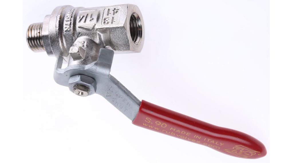 Manuell kulventil Mässing 2/2 40bar G1/4" Handtag