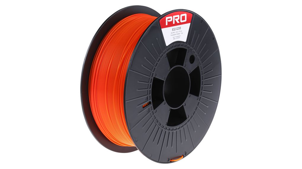 3D Printer Filament, PLA, 1.75mm, Fluorescent Orange, 1kg