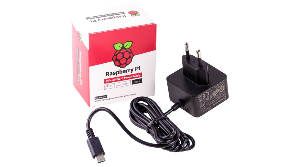 PSU EU BLACK BULK | Raspberry Pi - lader, 5 V, A, USB Type-C, EU-stekker, Distrelec Nederland
