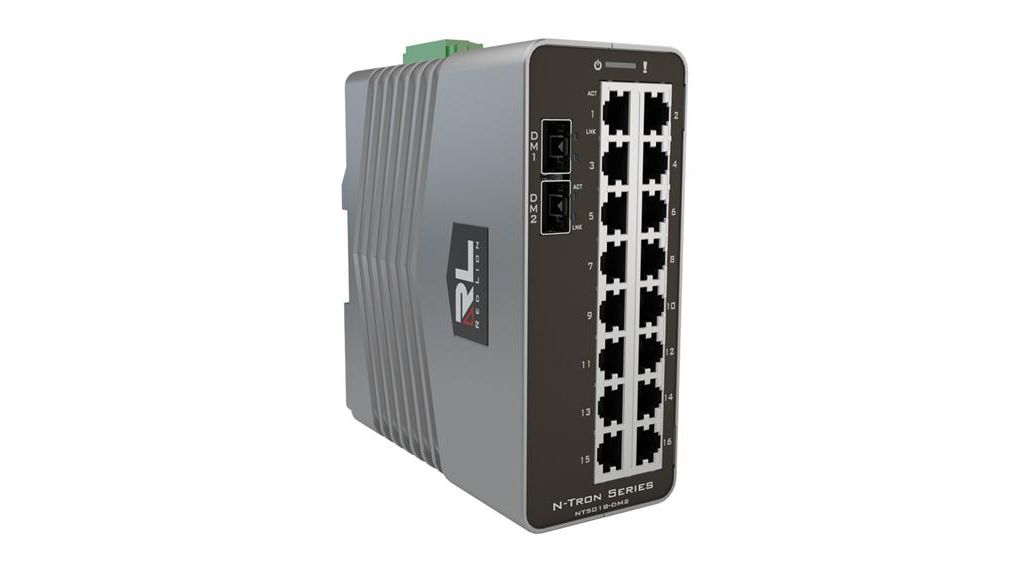 Industrial Ethernet Switch, RJ45 Ports 16, Fibre Ports 2SFP, 1Gbps, Layer 2 Managed