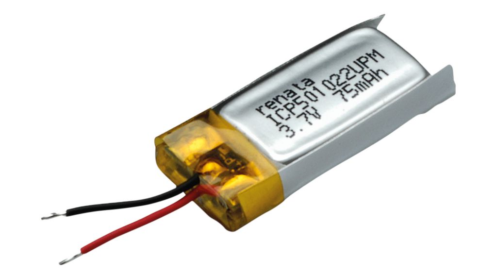 ICP Rechargeable Battery Pack, Li-Po, 3.7V, 80mAh, Wire Lead