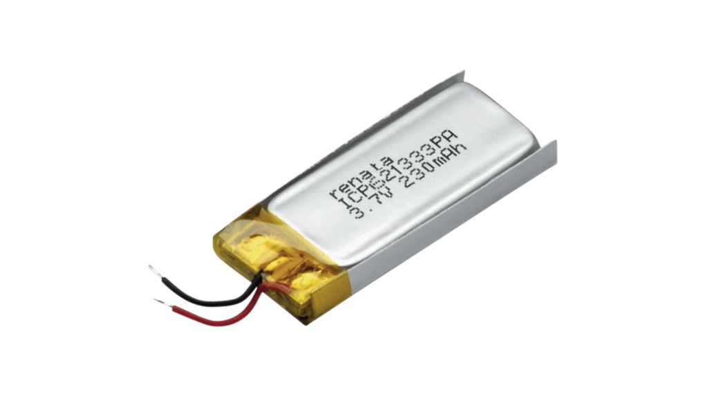 ICP Rechargeable Battery Pack, Li-Po, 3.7V, 240mAh, Wire Lead