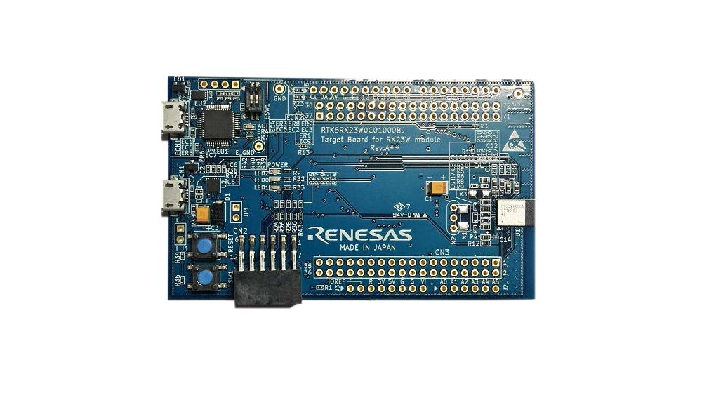 Prototípuskészítő és fejlesztői kártya RX23W mikrovezérlőhöz BLE-vel
