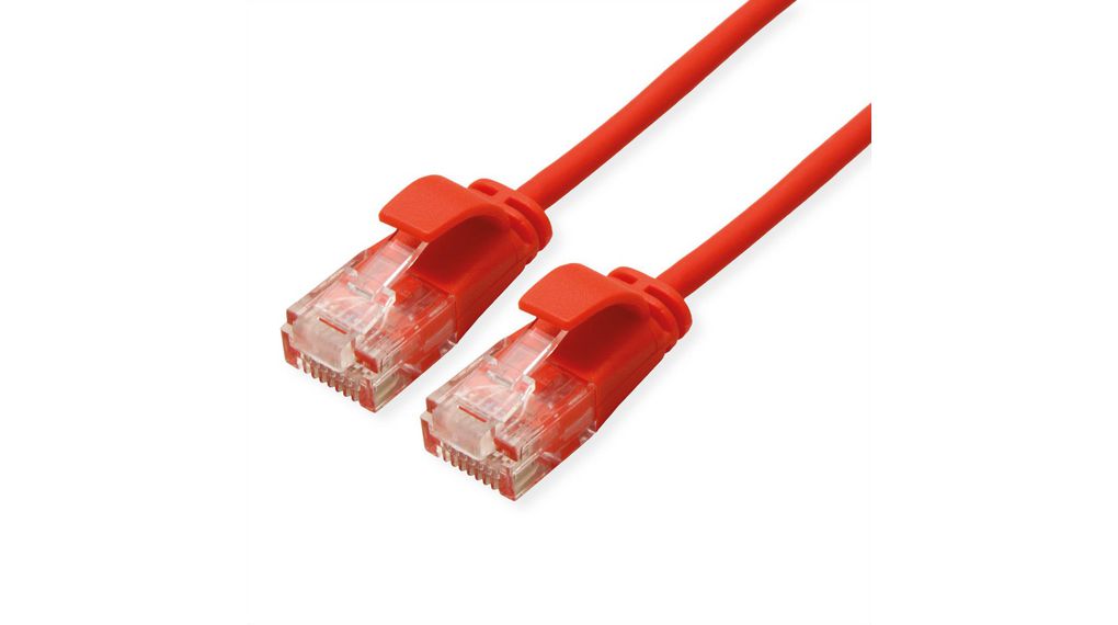 Kabel połączeniowy, Wtyczka RJ45 - Wtyczka RJ45, Cat 6a, UTP, 5m, Czerwony