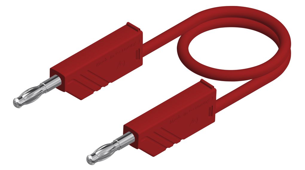 Testovací vodič PVC 16A Pocínovaná mosaz 1m 1mm² Červený