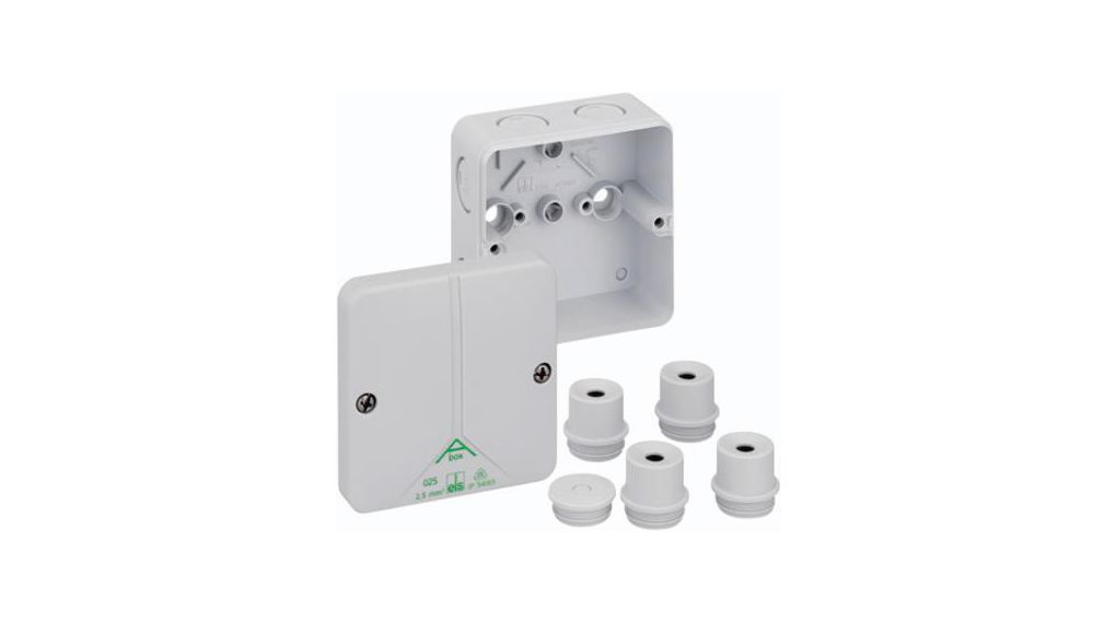 Junction Box, 2.5mm², 82x82x52mm, Cable Entries 8, Polystyrene