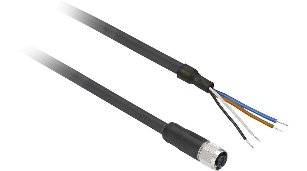 Kabelsatz, M12-Buchse - Offene Enden, 4 Leiter, 2m, IP69K / IP67 / IP65, Schwarz
