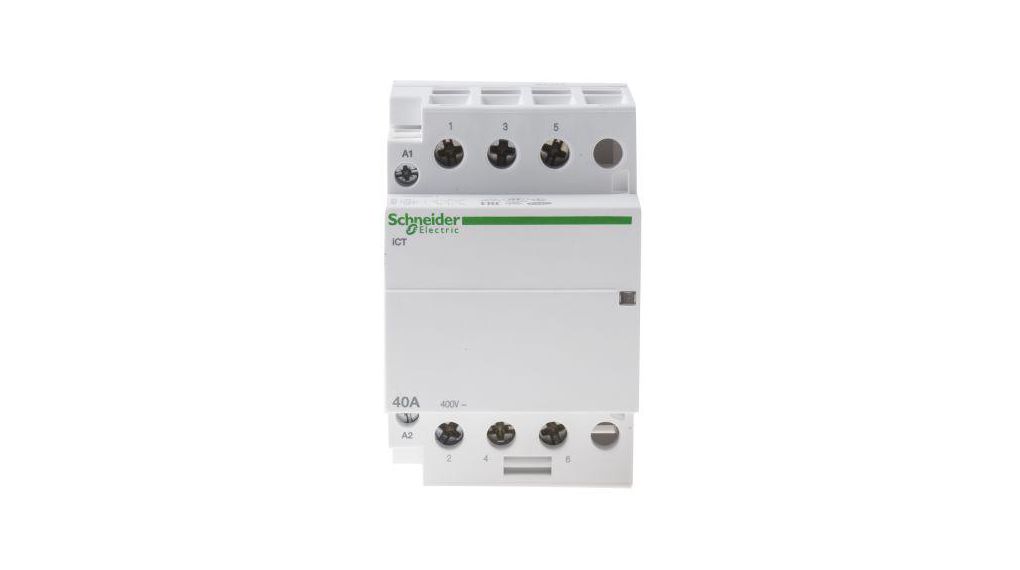Schneider Electric iCT Series Contactor, 230 V ac Coil, 3-Pole, 40 A, 3NO, 400 V ac