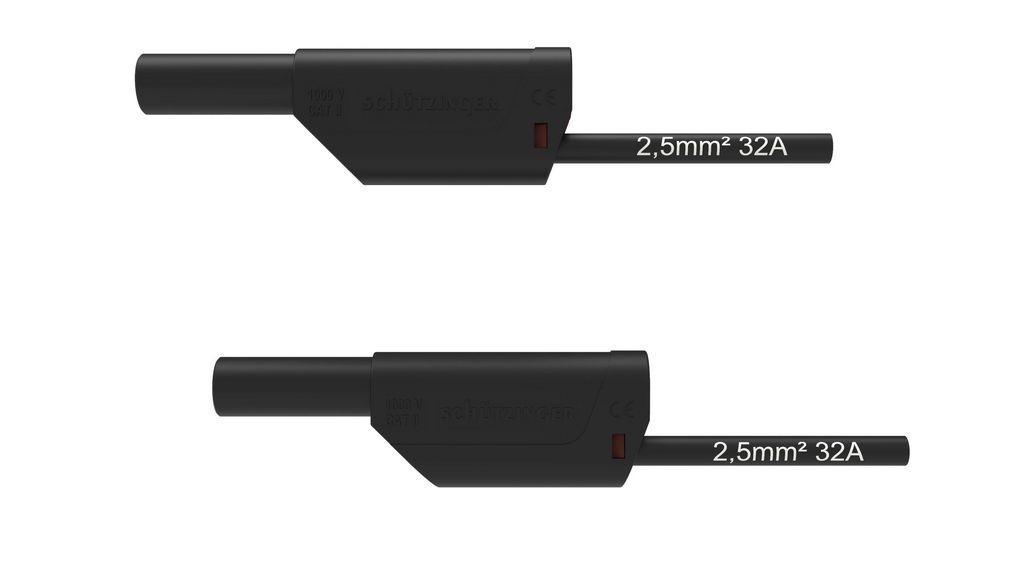 Veiligheidstestleiding Polyamide 6.6 32A Vernikkeld 1.5m 2.5mm² Zwart