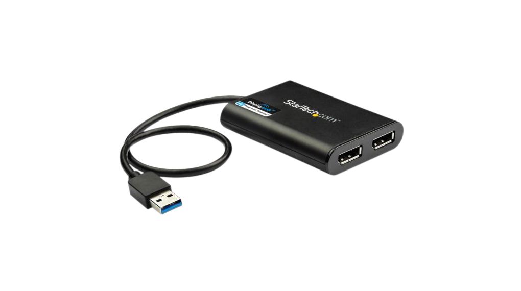 Multi-Port-Adapter, USB-A-Stecker - DisplayPort-Buchse, Schwarz