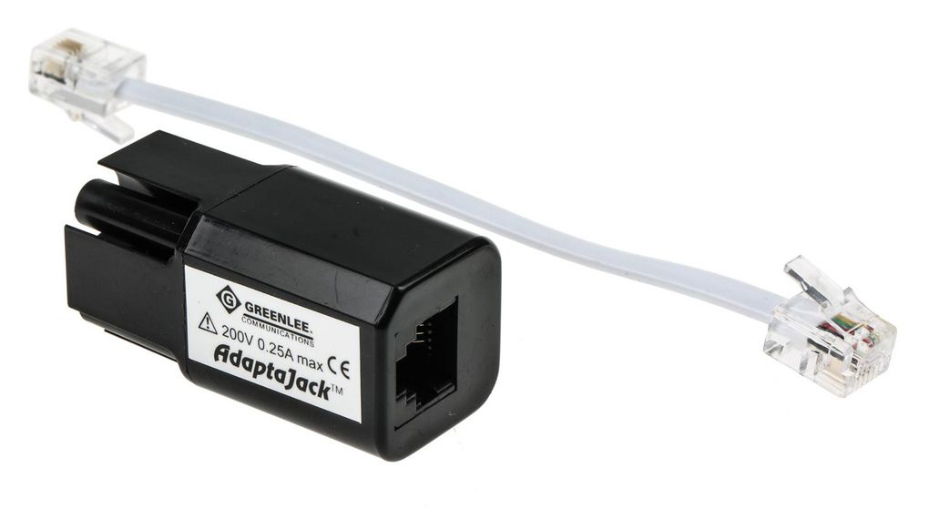Adapter, AdaptaJack, RJ11 Buchse - RJ11 Stecker, 200VDC, 250mA, Black / Grey