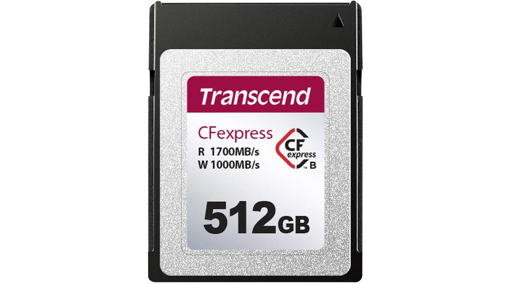 Scheda memoria, CFexpress (CFX), 512GB, 1.7GB/s, 1.3GB/s, Nero/argento