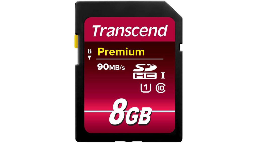 Memory Card, SD, 8GB, 90MB/s, 25MB/s, Black