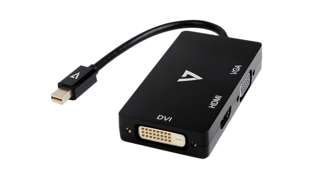 Multi-Port-Adapter, Mini-DisplayPort-Stecker - HDMI-Buchse / DVI-Buchse / VGA-Buchse, Schwarz