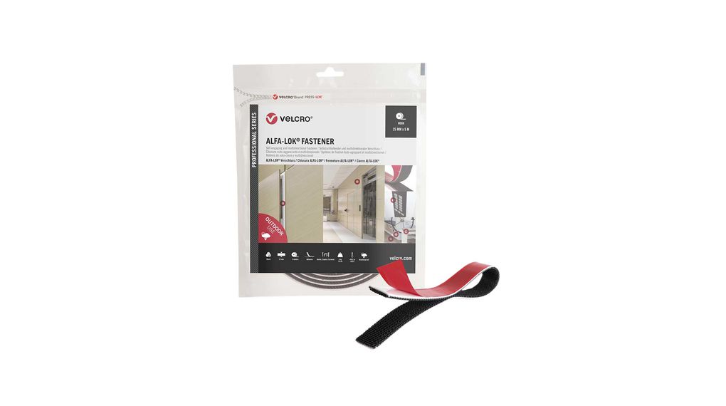 Hook-and-Loop Tape 25mm x 5m Svart