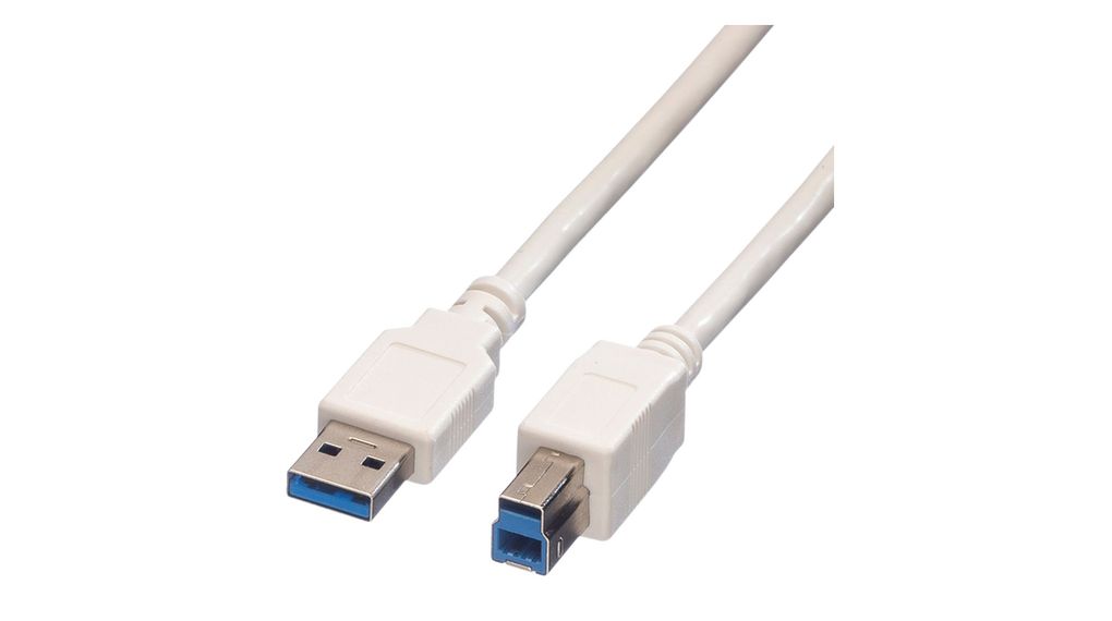 Cable, USB-A Plug - USB-B Plug, 1.8m, USB 3.0, White
