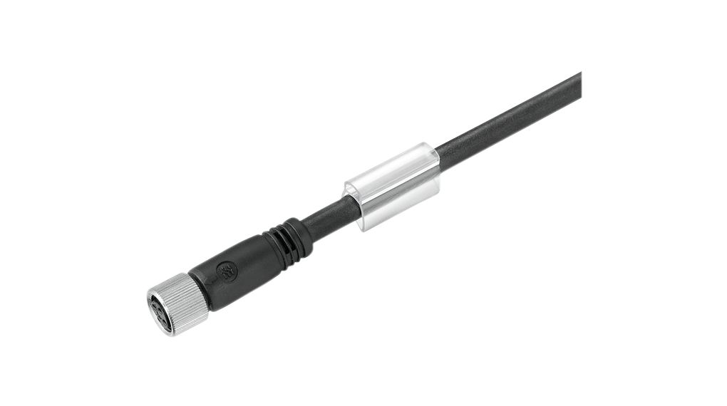 Cordset, M8 Socket - Bare End, 3 Conductors, 5m, IP68 / IP67 / IP66 / IP65, Black