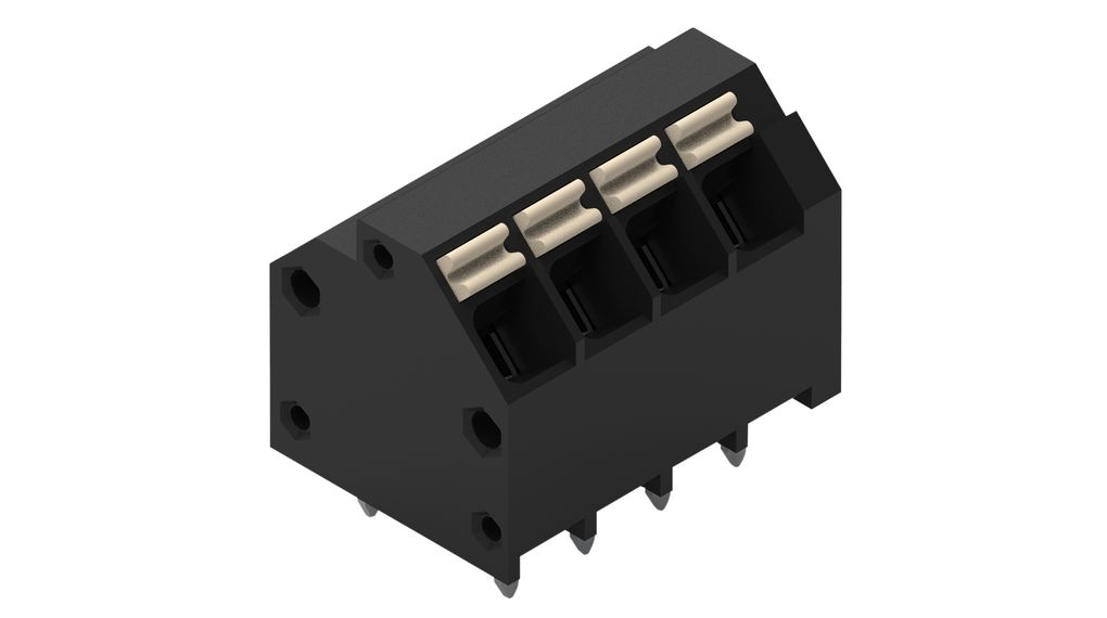 PCB Terminal Block for Reflow Soldering, 3.81mm Pitch, 45 °, Push-In, 4 Poles