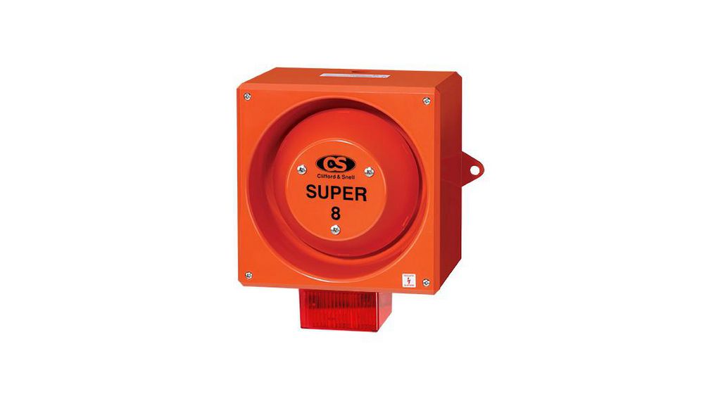 YL80 Super Series Red Beacon-Sounder Combination, IP6624 VWall120 dB Rot 24V IP66