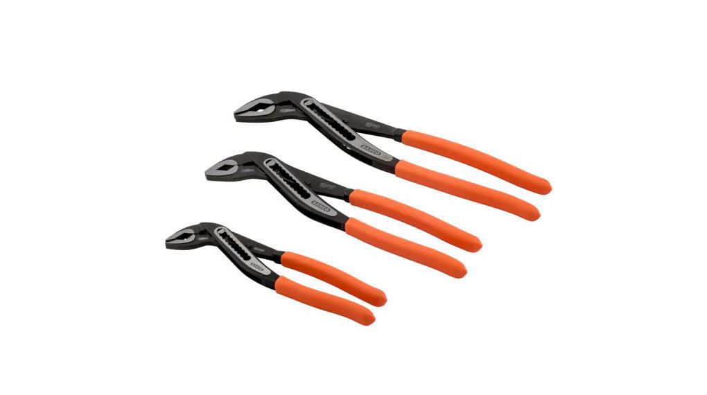 Bahco 622-3P 3-Piece Water Pump Plier Set, 200 mm, 250 mm, 300 mm Overall