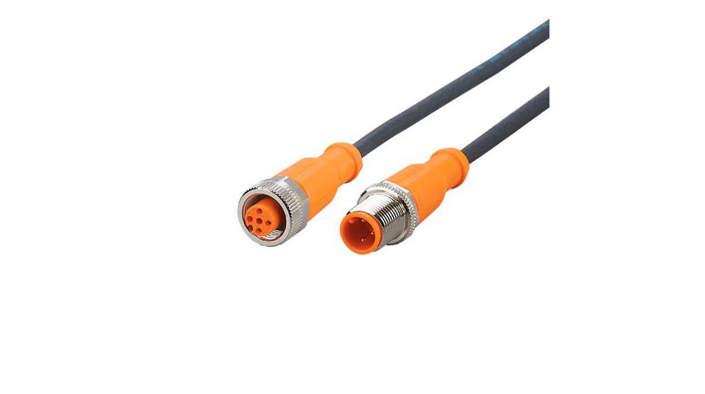 ifm electronic Male 1 way M12 to Female 1 way M12 Sensor Actuator Cable, 1 m, Droit Conducteurs, 1m, IP65 / IP67 / IP68 / IP69K, Noir