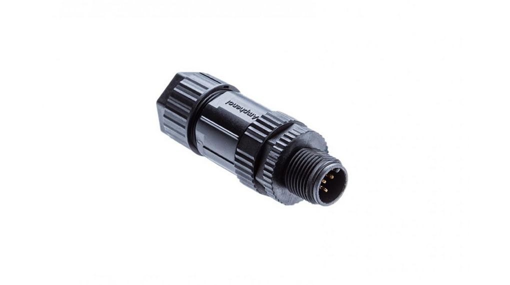 Industrial Circular Connector, 3 Contacts, Threaded, M12 Connector, Plug, Male, IP68, M Series, Prise, 3 Contacts, 4A, IP68