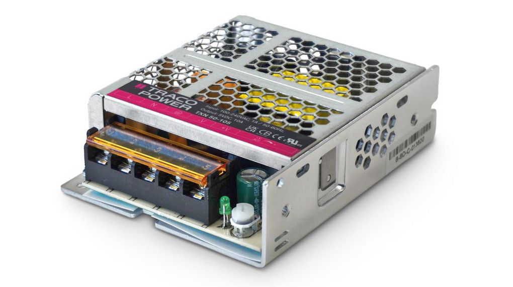 TRACOPOWER AC-DC Power Supply, TXN 50-124, 24V dc, 2.1A, 50W, 1 Output, 90 → 264V ac Input Voltage