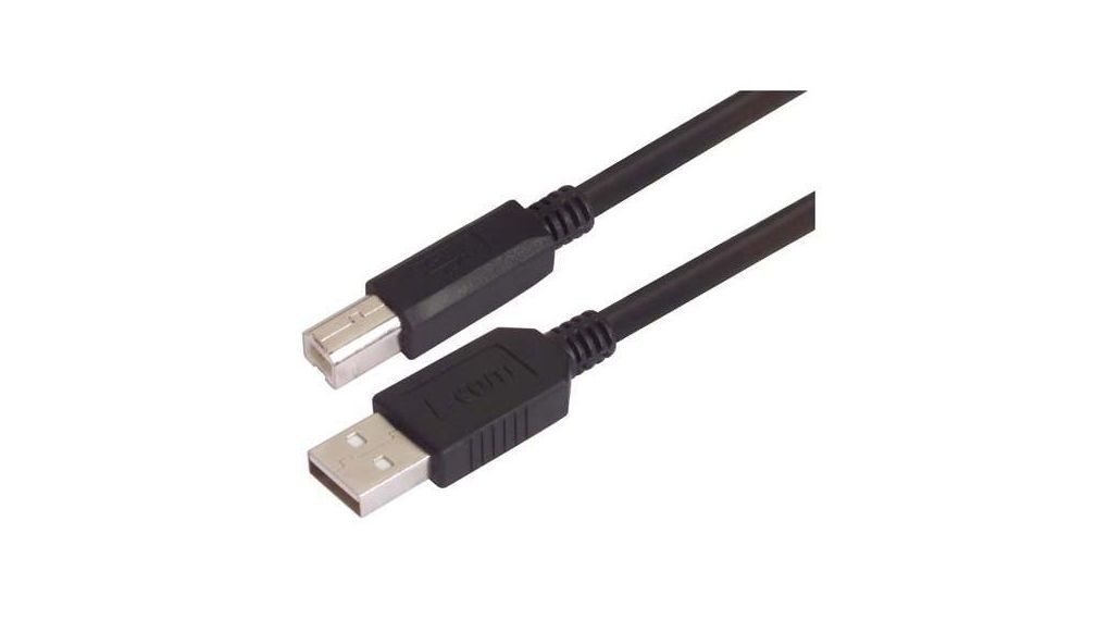 USB 2.0, Male Plug to Male, 300 mm, 300mm, USB 2.0, Schwarz