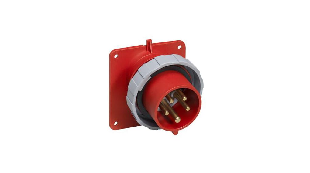 32A, 2CMA1 IP69, IP67 Red Panel 3+N+E Angled Industrial Power Connector No, 415 V, Rouge, 3PNE, Montage sur panneau, , IP69 / IP67, 415V