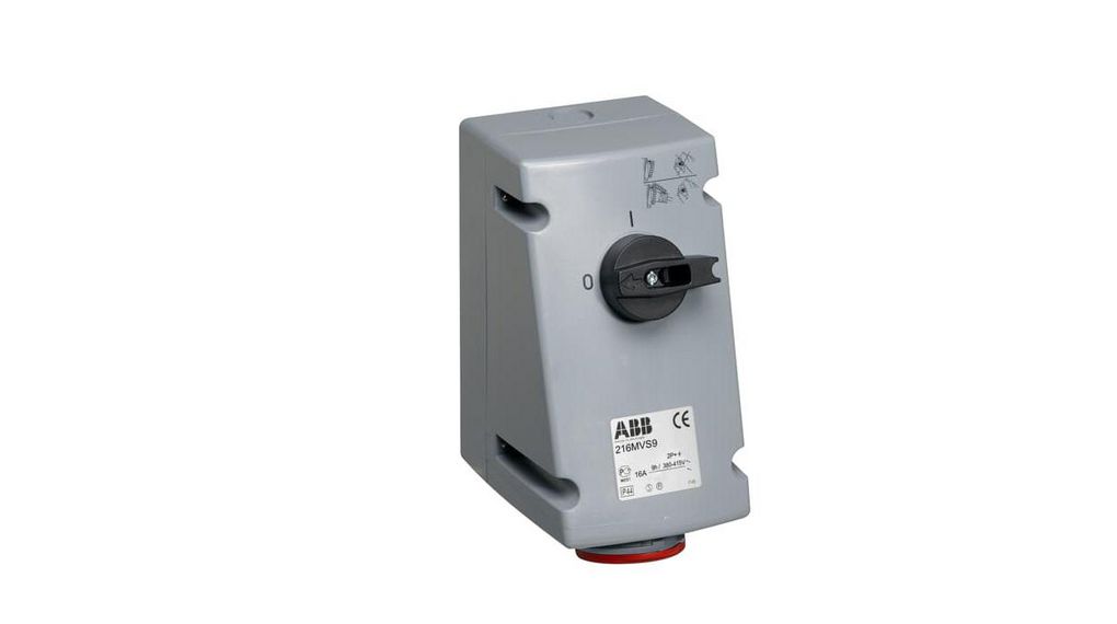 440 V Vertical Yes IP67 Industrial Interlock Socket 3+E, Earthing Position 3h32A, Red, 3PE, , 32A, IP67, 440V