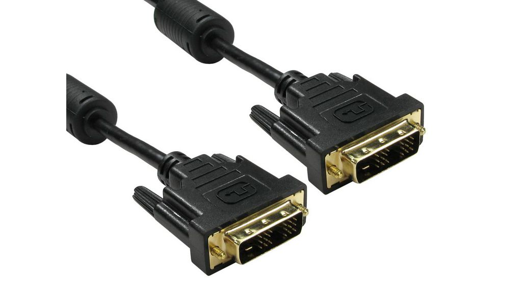 Male DVI-D Single Link to Male DVI-D Single Link Cable, 1mBlack sheath