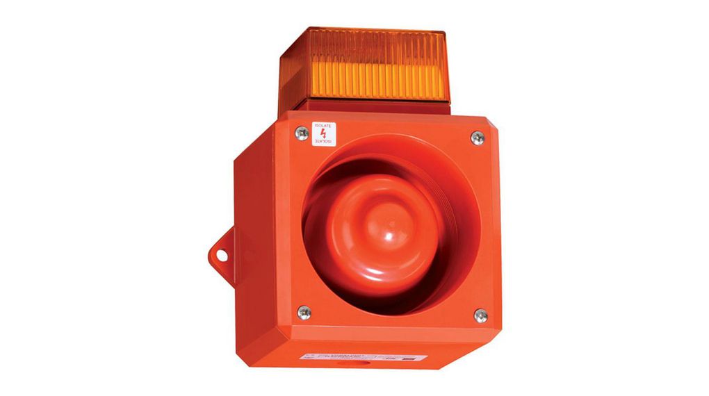 YL5IS Series Amber Beacon-Sounder Combination, IP653 VBulkhead Mount, Wall105 dB 3VDC IP65