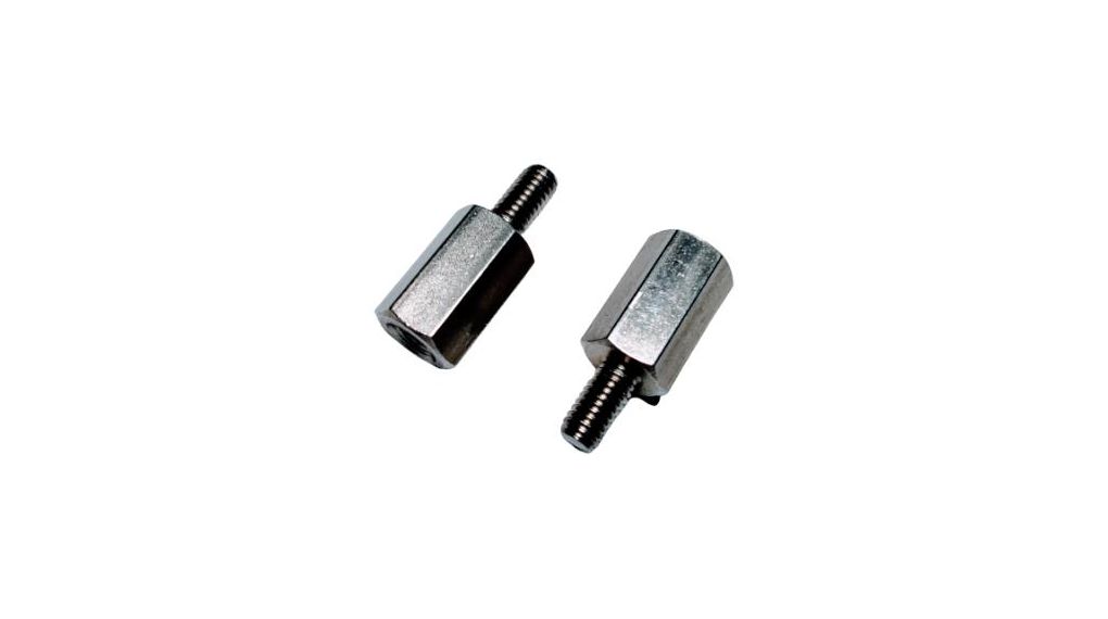 Standoff, M3 x M3 Thread, 15mm Body, Stainless Steel, Male/Female, 6mm Stud, Paket med 10 delar