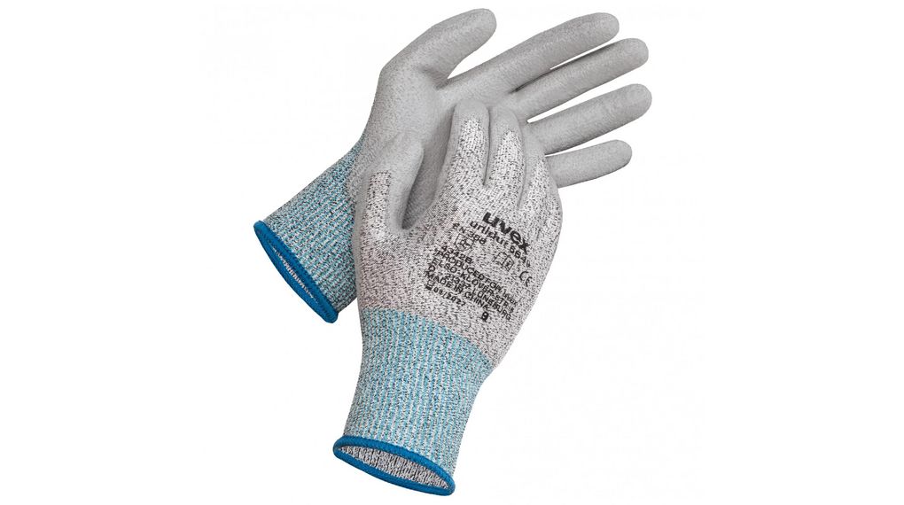 uvex unidur 6649 Blue Elastane, HPPE, Polyamide Cut Resistant Work Gloves, Size 10, Polyurethane Coating