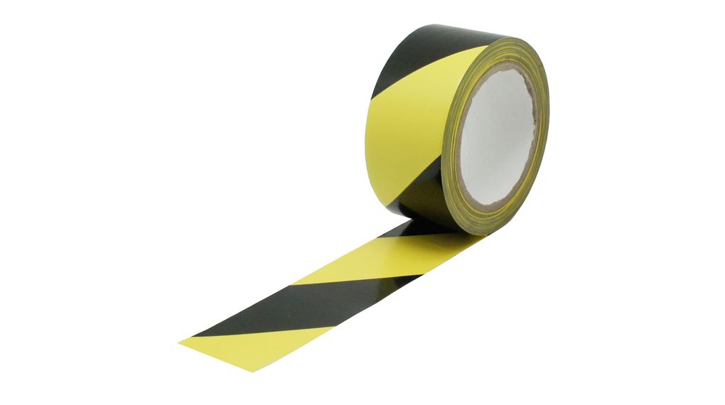 Black/Yellow PVC 33m Hazard Tape, 0.15mm Thickness