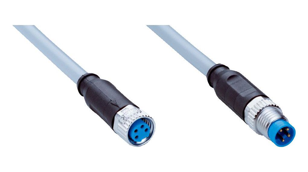 SICK Straight Female 4 way M8 to Straight Male 4 way M8 Connector & Cable, 1m Conductors