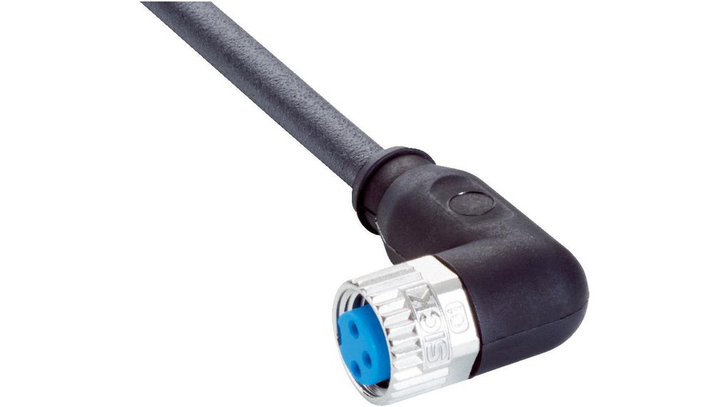 SICK Right Angle Female 3 way M8 to Connector & Cable, 5m Ledare