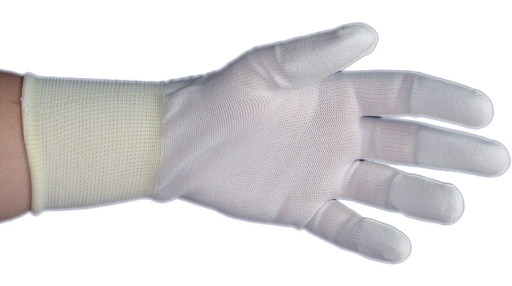 ESD Protective Gloves, Polyamide, Glove Size Medium, White, Pair (2 pieces)
