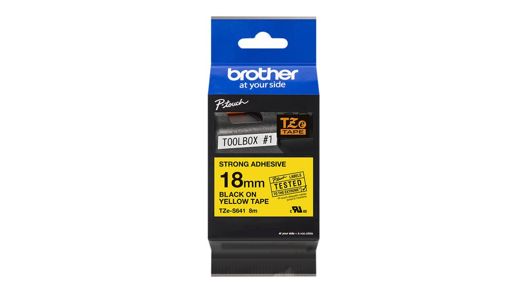 P-touch Pro-tape, Polyester, 18mm x 8m, Geel