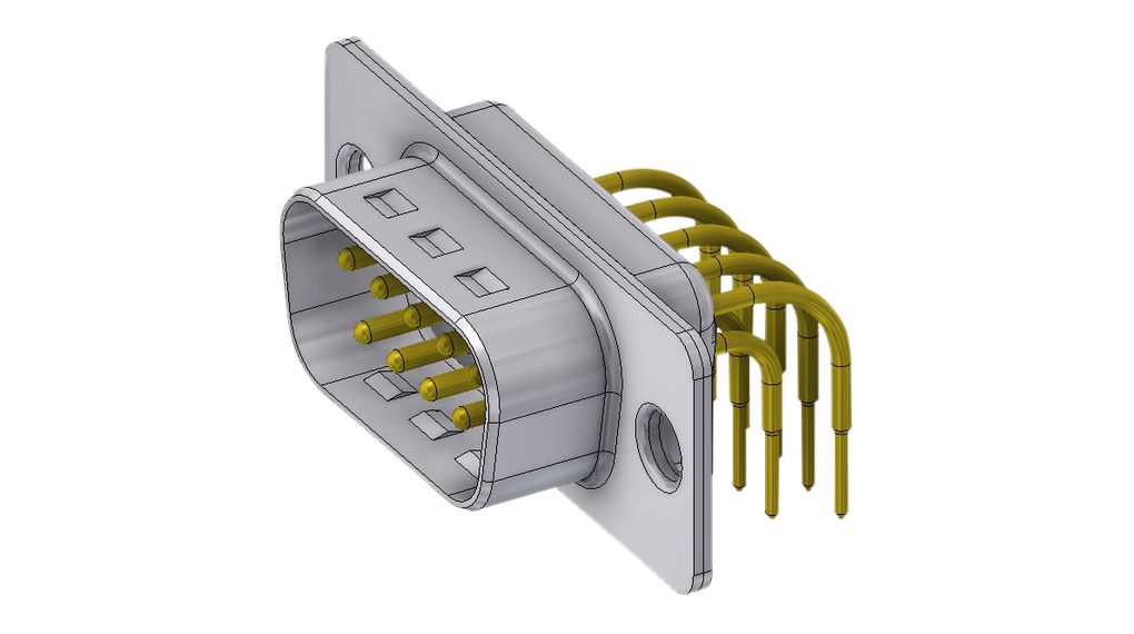 D-Sub Connector, Plug, DE-9, PCB Pins