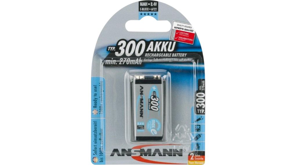 5035453, Pile 9V rechargeable Ansmann 300mAh NiMH