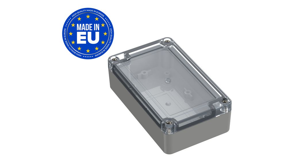 Plastic Enclosure with Clear Lid Universal 125x75x37mm Light Grey ABS / Polycarbonate IP65 / IK07