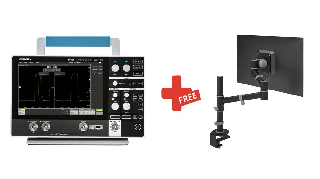 Oscyloskop z bezpłatnym regulowanym wysięgnikiem do monitora Viewgo 2 Series MSO 2x 200MHz 2.5GSPS Urządzenie USB / 2x host USB / Port Ethernet