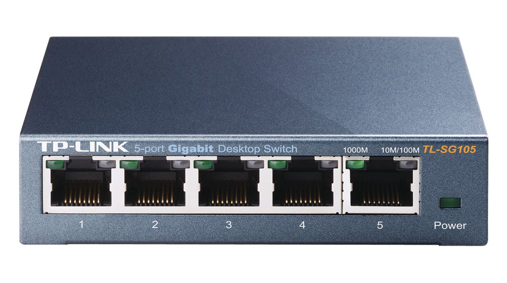 Ethernet-switch, RJ45-porter 5, 1Gbps, Uadministrert