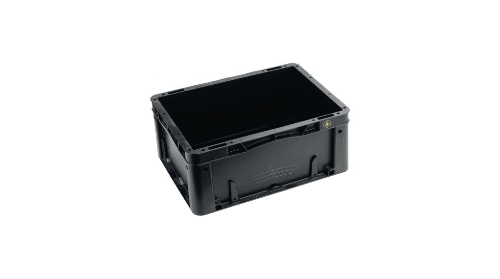 FUTURA ESD Shielding / Conductive Container, 400x300x175mm, Polypropylene (PP), Black
