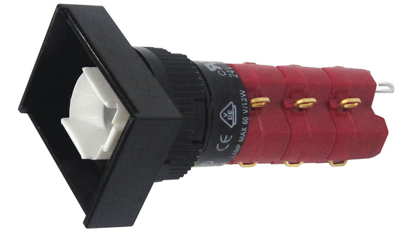 Osvětlený tlačítkový spínač Funkce aretace 3NO + 3NC 250 VAC/DC Žádný