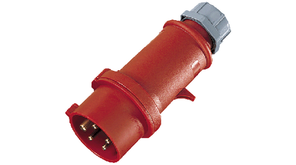 CEE Phase Inverter Plug, Red, 5P, Cable Mount, 6mm², 32A, IP44, 400V
