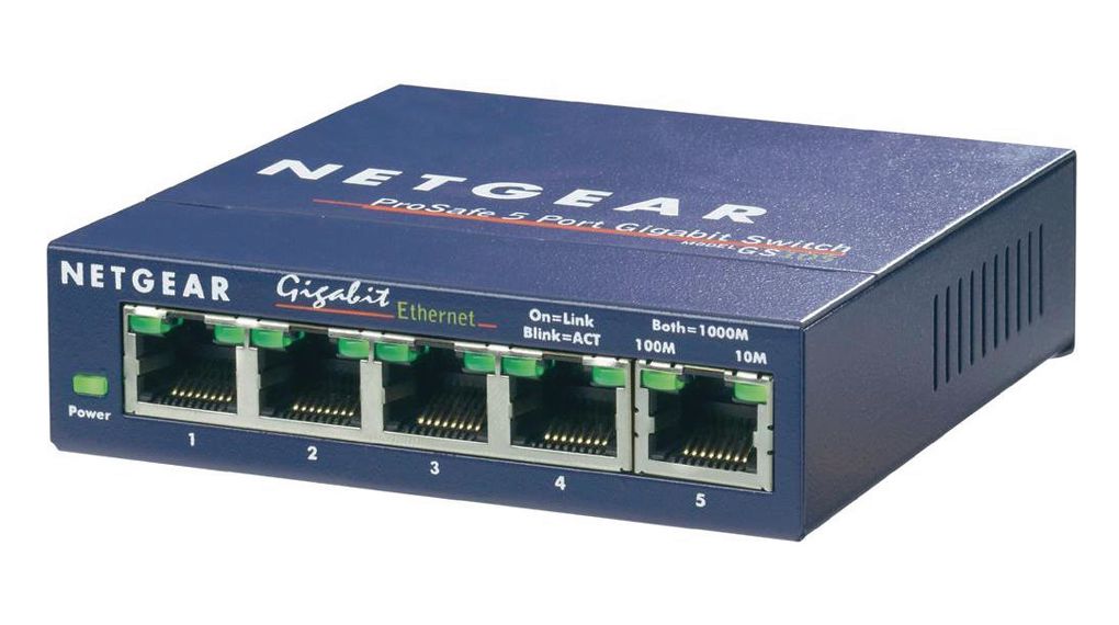 Ethernet-kytkin, RJ45-portit 5, 1Gbps, Ilman hallintotoimintoja